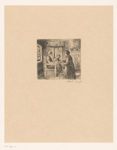 Üç kişi ile iç Hasta (nesnedeki başlık) by Jakob Smits (signed by artist)