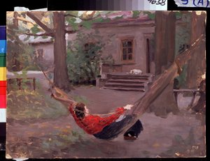 ""Dans le hamac"" Jakov Kalinichenko'nun tablosu (1869-1938) 1903 Bölge I. Pozhalostin Sanat Müzesi, Ryasan