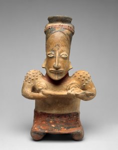 Bebek Emziren Diz çökmüş Kadın, Proto-Klasik, MÖ 100-MS 300 (çok renkli astar boyalı toprak kap) by Jalisco