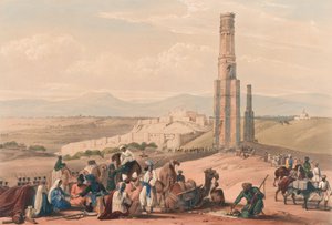 Ghuznee Kalesi ve Hisarı [sic] ve iki Minar, c.1839 (litografi, renkli)