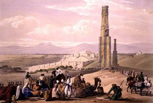 Ghunzee Kalesi ve Kalesi ve İki Minar, Charles Haghe (1810-88) ve Louis Haghe (1806-85) tarafından oyulmuş 