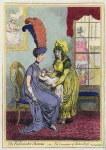 Emzirme, Moda Mamma veya Modern Elbisenin Rahatlığı (renkli gravür)