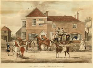 Atları Değiştiren Posta Arabası, c.1825 (gravür)