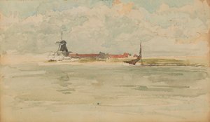 Küçük Bir Kırmızı Not - Dordrecht, 1884. by James Abbott McNeill Whistler