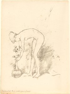 Çıplak Model Çiçek Düzenleme, c. 1892. by James Abbott McNeill Whistler
