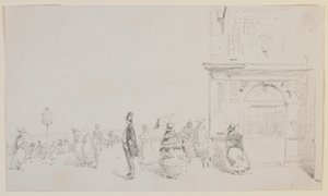 Bir gezinti yolundaki bir grup figür, 1857. by James Abbott McNeill Whistler