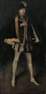 Arrangement in Black, No. 3: İspanya Kralı II. Philip olarak Sir Henry Irving, 1876, 1885 üzerinde yeniden çalıştı. by James Abbott McNeill Whistler