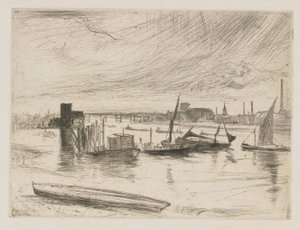 Battersea Dawn Cadogan İskelesi, 1863. by James Abbott McNeill Whistler