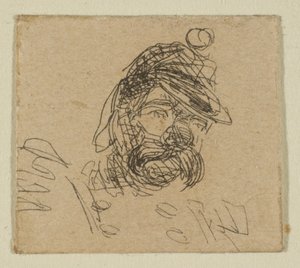 Sahil Araştırma Plakasındaki Eskizlerden Asker Şapkalı Sakallı Adam, 1854-55. by James Abbott McNeill Whistler