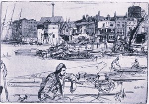 Black Lion Wharf (renkli taş) by James Abbott McNeill Whistler