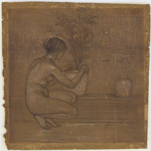 Çömelmiş Şekil. Beyaz Senfoni için Çalışma: Üç Kız, 1869-1870. by James Abbott McNeill Whistler
