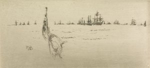 Bayrağı Daldırma, The Naval Review, 1887 başlıklı on iki gravürden by James Abbott McNeill Whistler