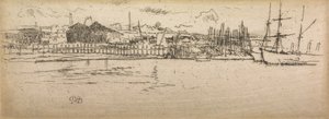 Dry-Dock, Southampton, The Naval Review, 1887 başlıklı on iki gravürden by James Abbott McNeill Whistler
