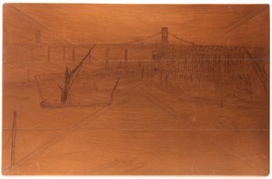 Gravür plakası: Old Hungerford Bridge, 1861. by James Abbott McNeill Whistler