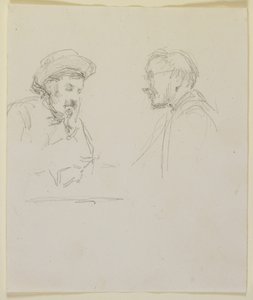 İki adamın başları, c.1855-59 (kirli beyaz dokuma kağıda kurşun kalem) by James Abbott McNeill Whistler