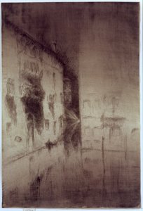 Nocturne: Palaces, 1879-80 (antika serilmiş kağıt üzerinde gravür ve kuru nokta) by James Abbott McNeill Whistler