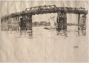 Eski Battersea Köprüsü. by James Abbott McNeill Whistler