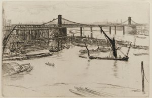Eski Hungerford Köprüsü, 1861. by James Abbott McNeill Whistler