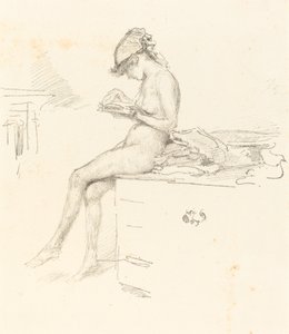 Küçük Çıplak Model, Okuma, 18891890. by James Abbott McNeill Whistler