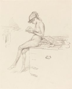 Küçük Çıplak Model, Okuma, 18891890. by James Abbott McNeill Whistler