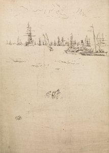 Ziyaretçi Teknesi, The Naval Review, 1887 başlıklı on iki gravür setinden by James Abbott McNeill Whistler