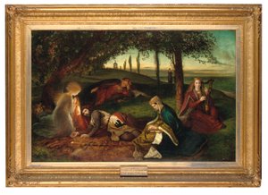 Sancgreall, Kral Arthur ağır yarasını iyileştirdi by James Archer