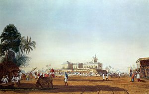 Lall Bazaar ve Portekiz Şapeli, Kalküta, Robert Havell, pub tarafından oyulmuş. 1824