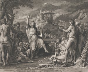 Orpheus ilahiyat eğitimi veriyor (Sanatı Teşvik Etmek İçin Topluluğun Büyük Odasının Duvarları İçin Tasarımlar) by James Barry