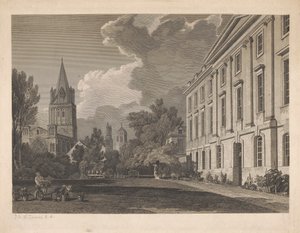 Christ Church Katedrali ve Corpus Christi Koleji'nin bir kısmının görünümü by James Basire
