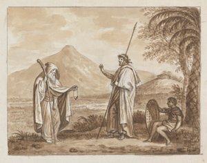 Klasik Bir Manzarada Yaşlı Adam, Savaşçı ve Oğlan by James Bruce