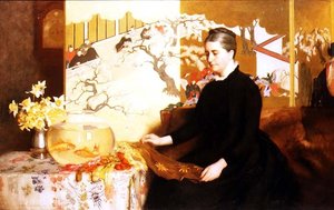 Japon Perdeli ve Japon Balığı Olan Kadın (Sanatçının Annesinin Portresi)