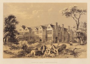 Sawston Hall, Cambridgeshire (aquatint) by James Dafforne
