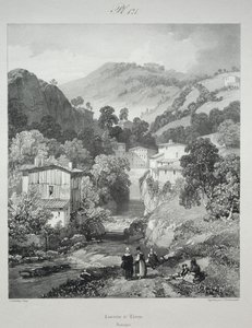 Antik Fransa'da pitoresk ve romantik yolculuklar. Auvergne: Thiers Şelaleleri by James Duffield Harding