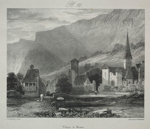 Antik Fransa'da pitoresk ve romantik yolculuklar. Franche Comté: Baume Manastırı, Baume-les-Messieurs by James Duffield Harding
