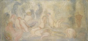 Banyo Yapan Kızlar (Eğri ve Dalgalı Çizgiler) 1911 (tuval üzerine yağlıboya) by James Ensor
