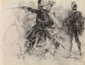 Don Kişot (kağıt üzerine siyah tebeşir) by James Ensor