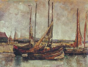 Balıkçı Tekneleri (gemide kart üzerine yağ) by James Ensor
