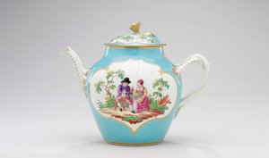 Worcester çaydanlık ve kapak, c.1770