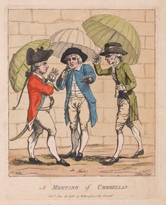 Şemsiyeler Buluşması, pub. 1782 (el renkli gravür) by James Gillray