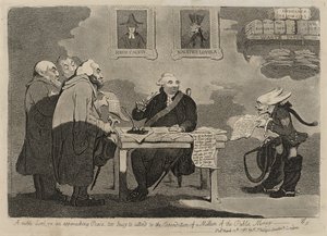 Yaklaşan Barışta Soylu Bir Lord, Bir Milyon Kamu Parasının Harcamasına Katılamayacak Kadar Meşgul [verso] by James Gillray