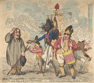 Alecto ve Treni, Pandaemonium Kapısında:-veya-The Recruiting Sarjeant Enli..., 4 Temmuz 1791. by James Gillray