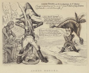 Silahlı Kahramanlar: İngiltere Başbakanı Henry Addington, Napolyon ve Fransız işgali tehdidiyle yüzleşiyor, 1803 by James Gillray