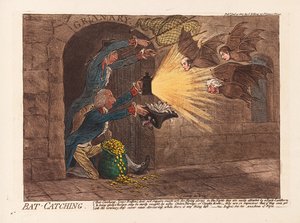 Yarasa Yakalama, bar. 1803 (el renkli gravür)