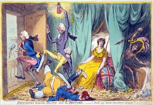 Ölüm ve Doktorlar arasında Britannia, pub. Hannah Humphrey, 20 Mayıs 1804 (el renkli gravür)