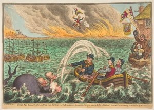 İngiliz Tars Danimarka Filosunu Limana Çekiyor, Geniş Tabanlı Leviathan t..., 1 Ekim 1807. by James Gillray