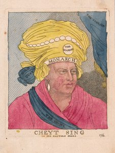 Cheyt Sing, Doğu Elbisesiyle, pub. 1786 (el renkli gravür)