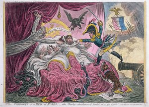 Comforts of a Bed of Roses, Hannah Humphrey tarafından 1806'da yayınlandı (aquatint ile elle boyanmış gravür)