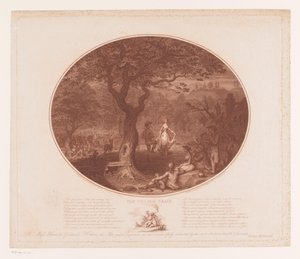 Bir ağacın altında dans eden erkek ve kadın Köy Treni (nesne üzerindeki başlık) by James Gillray