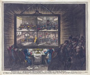Yurtsever Duygulara Etkisi Olan Demokratik Şeffaflık Sergisi, pub. 1799 (el renkli gravür)