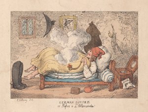 Alman Lüks veya Repos a LAllemand, pub. 1800 (el renkli gravür) by James Gillray